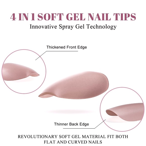 300 Pieces GelX Medium Coffin Press On Nails - Picture 3 of 6